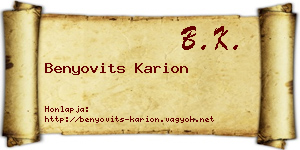 Benyovits Karion névjegykártya